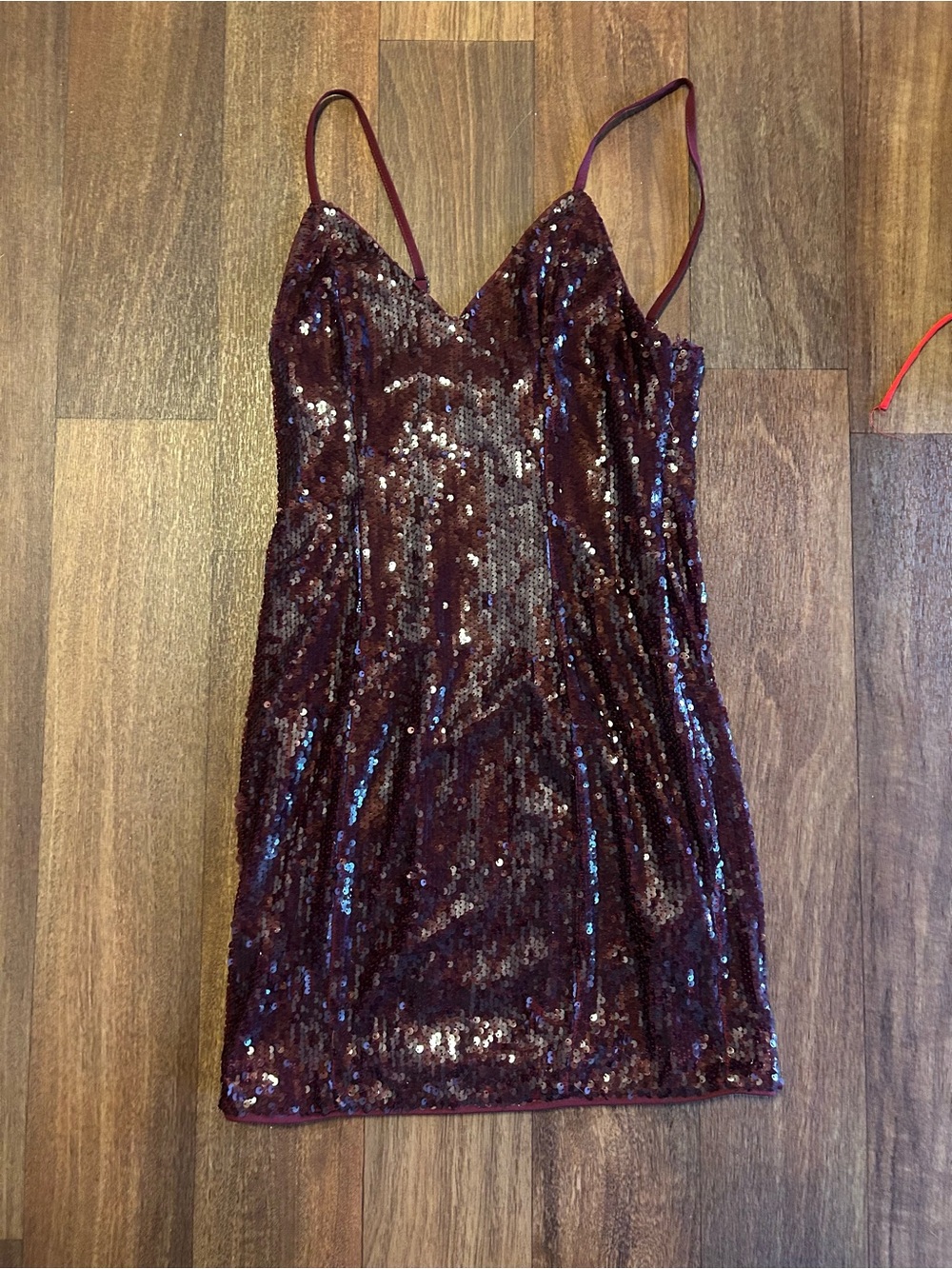 Forever 21 Burgundy Sequin Slip Dress with Spaghetti Straps